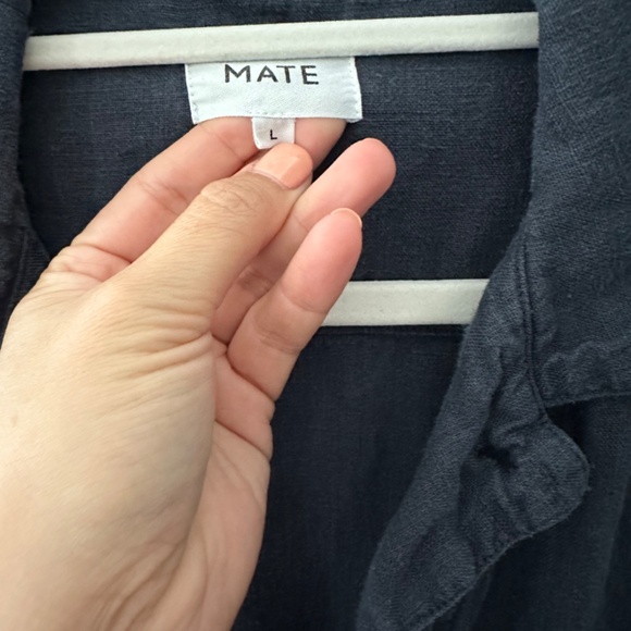 Mate the Label Linen Long Sleeve Jumpsuit in Midnight (Navy) - Picture 2 of 5